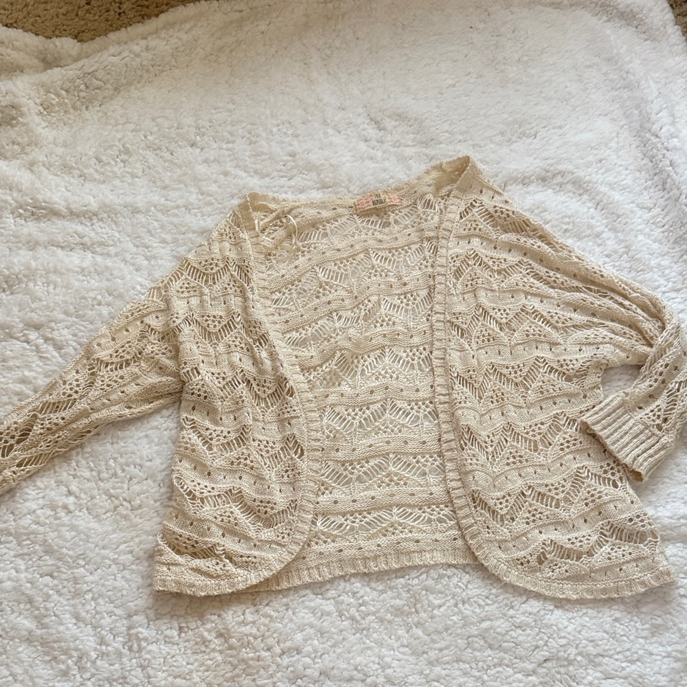Pink Republic Cream Open-Knit Cardigan